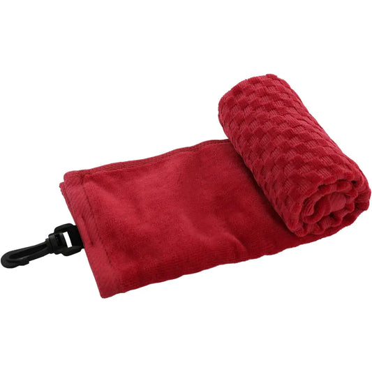 GOLTERS Cotton Golf Towel for Golf Bag for Men Women Golfer with Clip Tri-fold Golf Towel for Golf Ball Putter Cleaning Golf Club Cleaner Towels Checkered Pattern Design (Red)