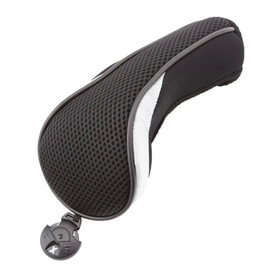 Golf Club Head Cover Portable Golf Headcover Long Neck Mesh Golf Club Headcovers with Interchangeable Golf Driver Head Covers No. Tags 3 4 5 7 9 X Fit for Golf Hybrid Clubs(Black)