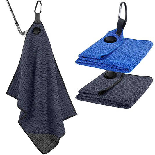 CISID 2 Pcs Magnetic Golf Towels for Golf Bags with Clips Top-Tier Microfiber Golf Towel for Men Women Golf Bag Club Ball Towel MagnetBlack Blue