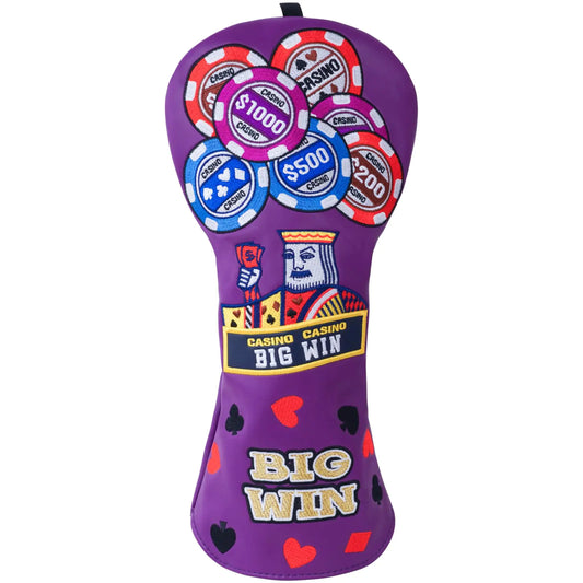 Big Teeth Big Win Golf Driver Headcover Driver 460cc Golf Head CoverGolf Head Covers Golf Club Protector for Men Casino Poker Golf Club Head Covers Purple
