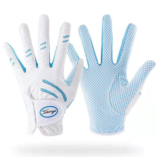 CINGHI LUSSO Kids Golf Glove Blue Kids Golf Gloves Boys Left Hand Leather Toddler Golf Glove Elastic Fabric Golf Gloves Men Left Handed Golfer M- A Pair