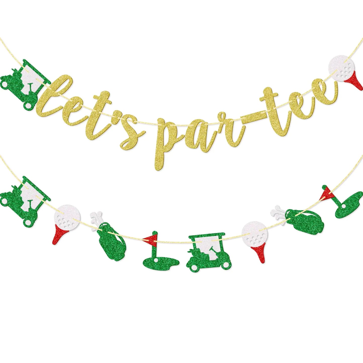 Lets Par-Tee Banner Golf Themed Birthday Banner Retirement Party Decor for Golf Lover Golf Party Decorations Gold Glitter